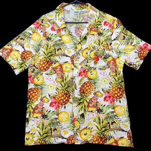 SpongeBob SquarePants Mens Hawaiian Shirt Size M Pineapple & Tropical Print